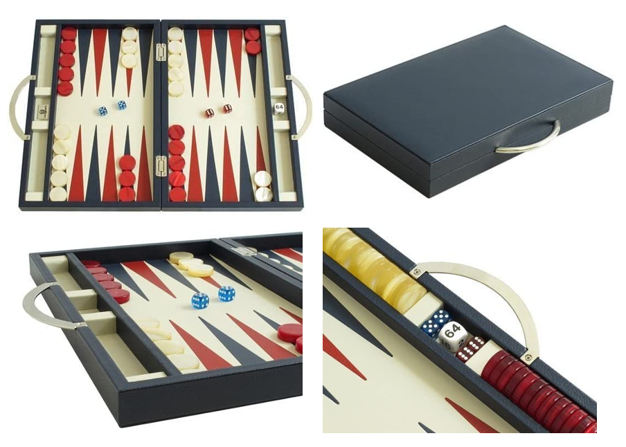 Zaza & Sacci® Leather Backgammon Set - Model ZS-242 - Travel - Blue